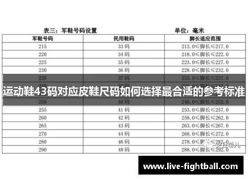运动鞋43码对应皮鞋尺码如何选择最合适的参考标准